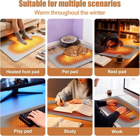 Heated Desk Pad - 31.5" x 13" Heated Mouse Pad 5 Heat Levels & 3 Hours Auto Shut-Off Waterproof & Leakage-Proof PU Heated Desk Mat for Home Office & Gaming(Black) in Saudi Arabia