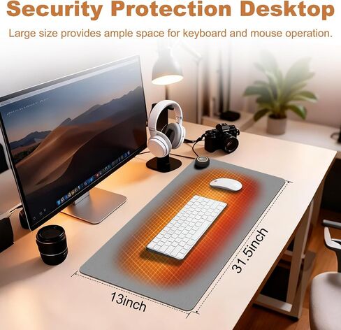 Heated Desk Pad - 31.5" x 13" Heated Mouse Pad 5 Heat Levels & 3 Hours Auto Shut-Off Waterproof & Leakage-Proof PU Heated Desk Mat for Home Office & Gaming(Black) in Saudi Arabia