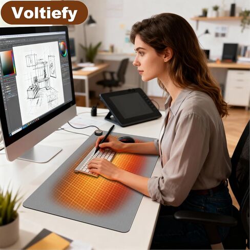 Heated Desk Pad - 31.5" x 13" Heated Mouse Pad 5 Heat Levels & 3 Hours Auto Shut-Off Waterproof & Leakage-Proof PU Heated Desk Mat for Home Office & Gaming(Black) in Saudi Arabia