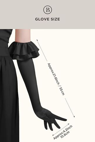 قفازات طويلة للنساء من BABEYOND - قفازات بأكمام منتفخة مكشكشة من الساتان القابل للتمدد زي أنيق لحفلات الزفاف وحفلات شاي الأوبرا in Kuwait