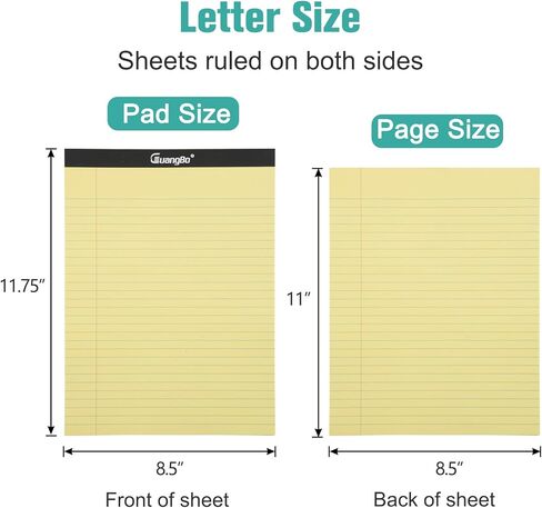 12 حزمة من الوسائد القانونية الصفراء 8.5 × 11 لوحة ملاحظات مسطرة بالكلية 50 ورقة دفاتر كتابة مثقوبة صغيرة للعمل والدراسة اليومية وقائمة تدوين الملاحظات in Kuwait