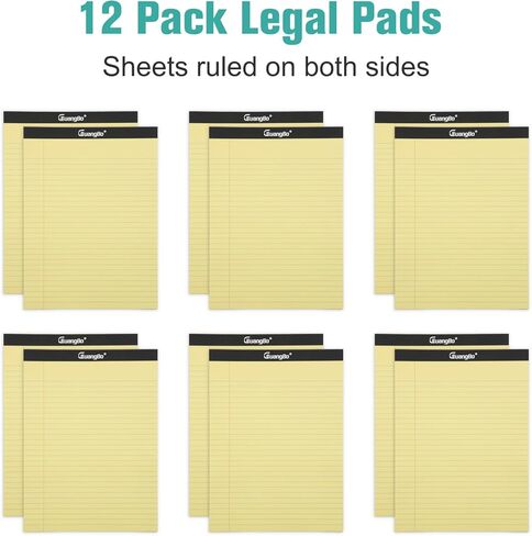 12 حزمة من الوسائد القانونية الصفراء 8.5 × 11 لوحة ملاحظات مسطرة بالكلية 50 ورقة دفاتر كتابة مثقوبة صغيرة للعمل والدراسة اليومية وقائمة تدوين الملاحظات in Kuwait