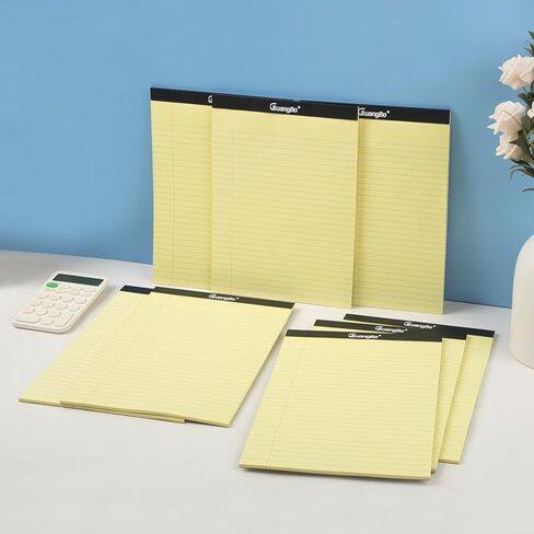 12 حزمة من الوسائد القانونية الصفراء 8.5 × 11 لوحة ملاحظات مسطرة بالكلية 50 ورقة دفاتر كتابة مثقوبة صغيرة للعمل والدراسة اليومية وقائمة تدوين الملاحظات in Kuwait