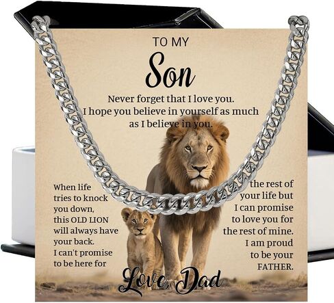 To My Son Necklace, Cuban Chain Gift from Mom or Dad, Son’s Jewelry for Birthday, Graduation, Christmas, or Special Occasions in Saudi Arabia