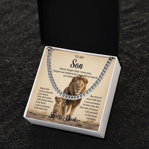 To My Son Necklace, Cuban Chain Gift from Mom or Dad, Son’s Jewelry for Birthday, Graduation, Christmas, or Special Occasions in Saudi Arabia
