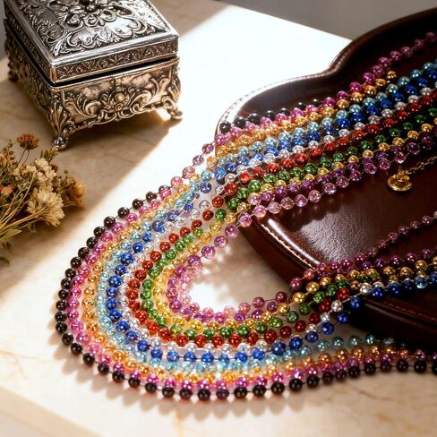 Mardi Gras Beads，120Pcs Bead Necklace 12 Colors 33" Colored Beads Bulk Necklace，Throw-Ins Christmas Pirate Carnival Party Costume Accessories Bulk Party Gifts Women Men in Saudi Arabia