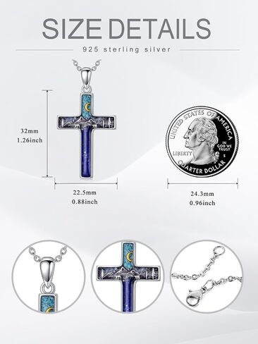 Mountain Necklace for Women 925 Sterling Silver Turquoise Pendant Mountain Sun/Moon Cross Necklace Nature Jewelry Hiking Gifts in Saudi Arabia