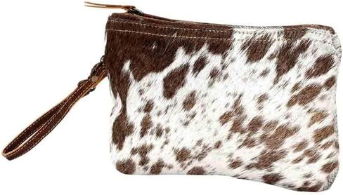 Myra Bag Puzzled Upcycled Canvas & Leather Pouch Wristlet Bag S-1565 in Saudi Arabia