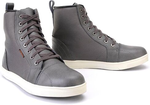 Milwaukee Leather MBM9003WP Men's Grey Leather and Canvas Reinforced Street Riding Waterproof Shoes with Ankle Support in Saudi Arabia