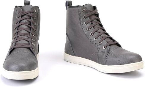 Milwaukee Leather MBM9003WP Men's Grey Leather and Canvas Reinforced Street Riding Waterproof Shoes with Ankle Support in Saudi Arabia