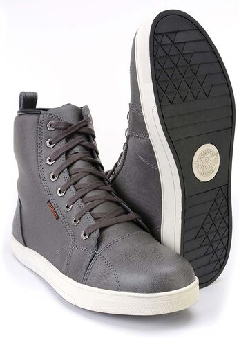 Milwaukee Leather MBM9003WP Men's Grey Leather and Canvas Reinforced Street Riding Waterproof Shoes with Ankle Support in Saudi Arabia