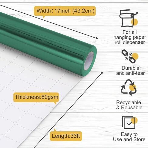Silver Wrapping Paper, 17inch x 33ft Solid Color Metallic Lustre Paper, Silver Gift Wrapping Paper with Grid Cutting Lines Perfect for Birthday, Wedding, Valentine's Day, Christmas, Baby Shower in Saudi Arabia