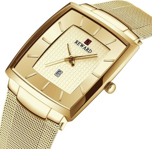 Watches Square Analog Quartz Stainless Steel Watches for Men Mesh Strap Waterproof Business Military Sport Wrist Watch with Date in Saudi Arabia
