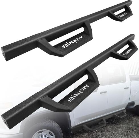 لوحات تشغيل BINARY STAR متوافقة مع مركبة 2004-2025 Nissan Titan/ 2016-2025 Titan XD Crew Cab، خطوات جانبية بنمط منسدل 4.3 بوصة، قضبان جانبية قضبان Nerf مصنوعة من الفولاذ الكربوني. in Saudi Arabia