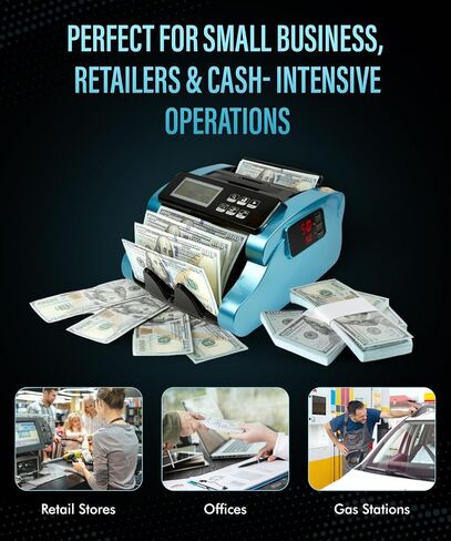 Money Counter Machine 1000 Bills/Min High-Speed Bill Counter with UV/MG/IR/DD Detection, LCD Display, Add/Batch/Value Modes – Ideal for Business, Retail, Office. in Saudi Arabia