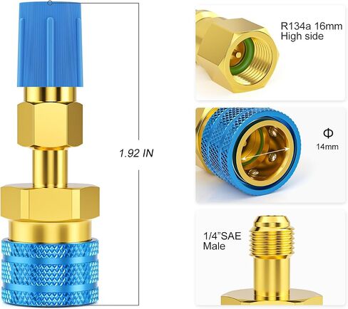GASHER R1234YF to R134a Conversion Adapter, High and Low Side Quick Connect Coupler Kit for AC Charging and Refrigerant Hose Fitting 2PCS in Saudi Arabia