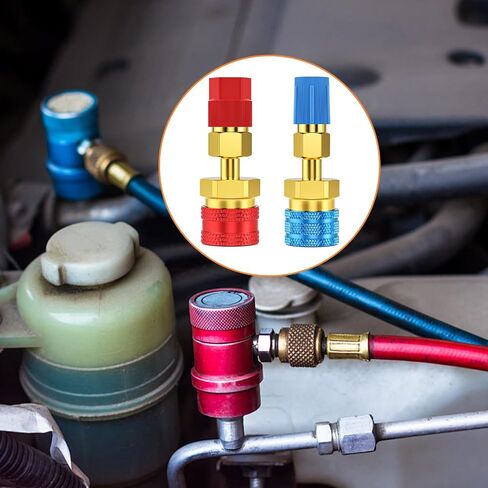 GASHER R1234YF to R134a Conversion Adapter, High and Low Side Quick Connect Coupler Kit for AC Charging and Refrigerant Hose Fitting 2PCS in Saudi Arabia