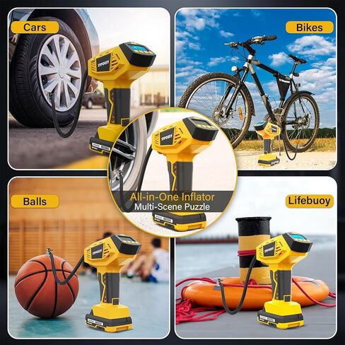 Upgraded Tire Inflator Portable Air Compressor, 160PSI Cordless Air Pump with 20V Rechargeable Battery, 2X Faster Inflation, Digital Pressure Gauge for Car, Motorcycle, E-Bike & Balls (Yellow) in Saudi Arabia