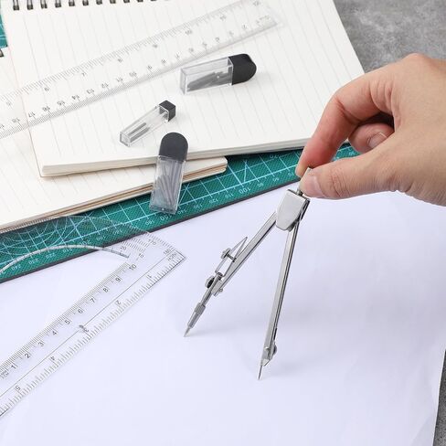 3 Pcs Clear Protractor and Compasses 12 Inch Ruler Set, Geometry Math Transparent Measuring Tools, Transparent Drawing Measuring Rulers for Office Woodworking Art Drawing in Saudi Arabia