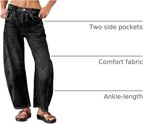 PLNOTME Women's Baggy Boyfriend Jeans Vintage Wide Leg Mid Rise Barrel Denim Ankle Pants in Saudi Arabia