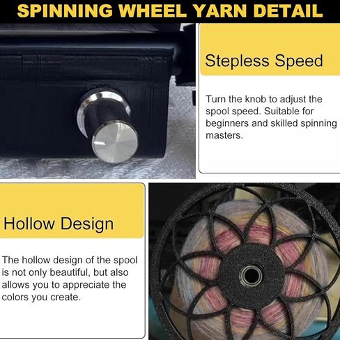 Spinning Wheel For Wool (800 rpm), 12V Electric Winding Machine-Adjustable Speed/Forward and reverse switching/Fiber Flywheel Arm/4 Ball Bearings/Hollowout design,For Wool, Silk, Fibers Grey in Saudi Arabia