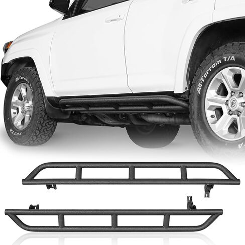 Hooke Road 4Runner Rock Sliders Tube Side Door Armor Rocker Gurads Step Rail لـ 2010-2024 Toyota 4Runner الجيل الخامس (باستثناء Limited، TRD Sport، Nightshade & 10-13 SR5) in Kuwait