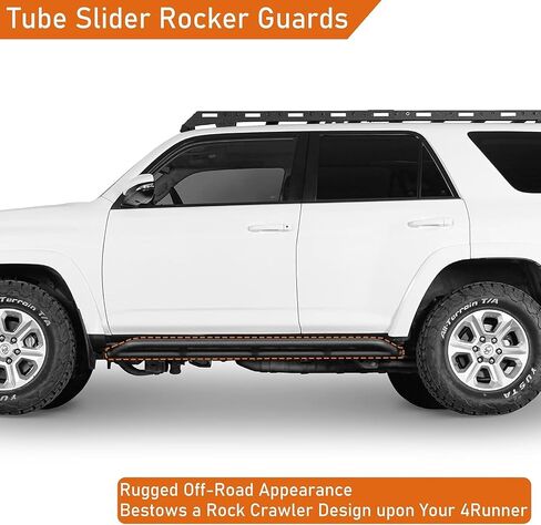 Hooke Road 4Runner Rock Sliders Tube Side Door Armor Rocker Gurads Step Rail لـ 2010-2024 Toyota 4Runner الجيل الخامس (باستثناء Limited، TRD Sport، Nightshade & 10-13 SR5) in Kuwait