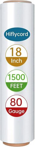 Stretch Wrap Roll 18" x 1500 FT,Heavy Duty 600% Stretch,Clear 80 Gauge Industrial Strength Stretch Film,Plastic Wrap for Pallets,Packing, Shipping&Furniture Protection ​–4 Rolls with Handles in Kuwait