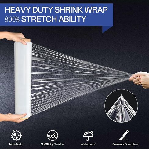 Stretch Wrap Roll 18" x 1500 FT,Heavy Duty 600% Stretch,Clear 80 Gauge Industrial Strength Stretch Film,Plastic Wrap for Pallets,Packing, Shipping&Furniture Protection ​–4 Rolls with Handles in Kuwait