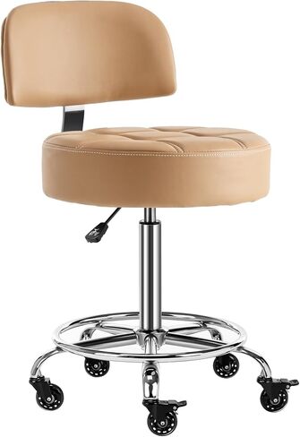 Lockable Stool with Back and Foot Rest Ergonomic Rolling Hydraulic Adjustable Stool for Doctor Esthetician Artist Home Small Office Desk (Black, 24''-31'') in Saudi Arabia