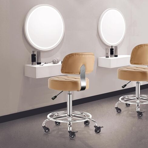 Lockable Stool with Back and Foot Rest Ergonomic Rolling Hydraulic Adjustable Stool for Doctor Esthetician Artist Home Small Office Desk (Black, 24''-31'') in Saudi Arabia