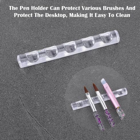 4 Pack Crystal Bar Pen Holder, Transparent Acrylic Brush Stand Organizer for Nail Art Painting Pens, Makeup Brushes, Manicure Tools in Saudi Arabia