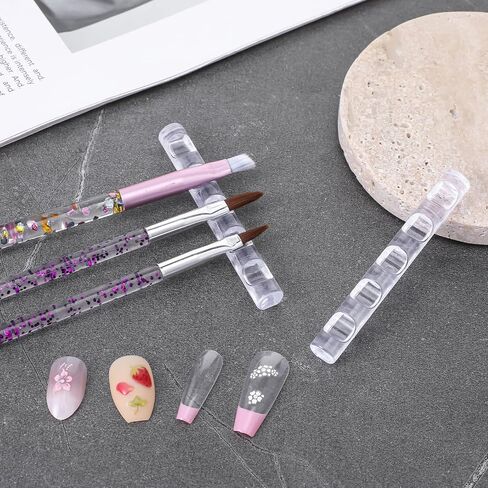 4 Pack Crystal Bar Pen Holder, Transparent Acrylic Brush Stand Organizer for Nail Art Painting Pens, Makeup Brushes, Manicure Tools in Saudi Arabia