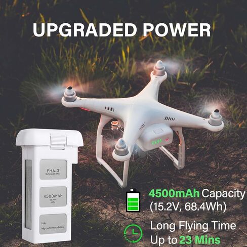بطارية فانتوم 3، بطارية طيران ذكية مطورة بقدرة 4500 مللي أمبير في الساعة 15.2 فولت لطائرة DJI Phantom 3 Standard/3 Pro/3 Advanced/3 4K/3 SE بدون طيار in Kuwait
