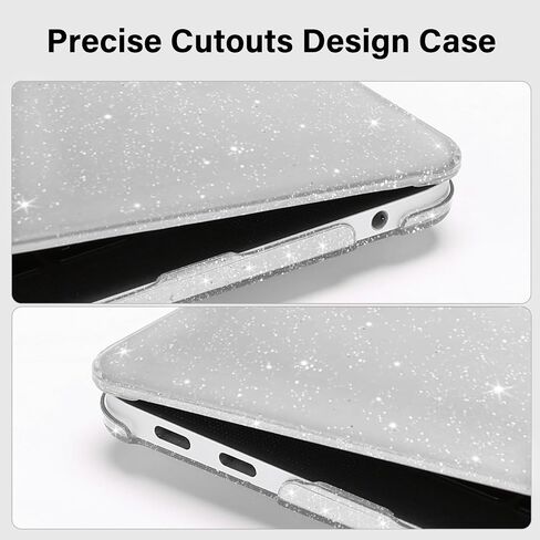 MOSISO Compatible with MacBook Air 13 inch Case 2022 2021 2020 2019 2018 A2337 M1 A2179 A1932, Glitter Plastic Hard Shell&Keyboard Cover&Screen Film&Storage Bag for MacBook Air 13 inch, Transparent in Saudi Arabia
