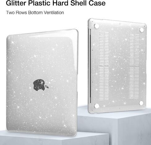 MOSISO Compatible with MacBook Air 13 inch Case 2022 2021 2020 2019 2018 A2337 M1 A2179 A1932, Glitter Plastic Hard Shell&Keyboard Cover&Screen Film&Storage Bag for MacBook Air 13 inch, Transparent in Saudi Arabia
