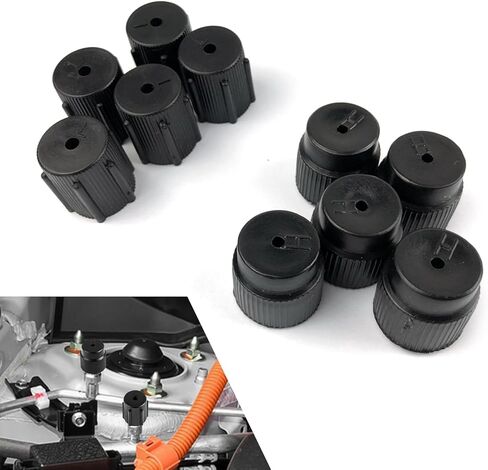 10 PCS Car Air Conditioning Valve Cap, AC 0.62 "/ 16 mm High Pressure & 0.51 "/ 13 mm Low Pressure Valve Caps, Leakproof AC System Charging Port Protection Covers, for Cars (Black) in Kuwait