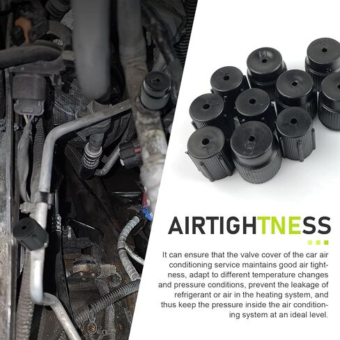 10 PCS Car Air Conditioning Valve Cap, AC 0.62 "/ 16 mm High Pressure & 0.51 "/ 13 mm Low Pressure Valve Caps, Leakproof AC System Charging Port Protection Covers, for Cars (Black) in Kuwait