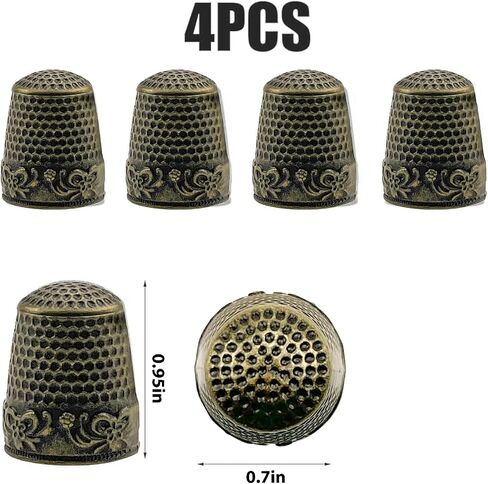 4Pcs Sewing Thimbles, Metal Thimbles for Hand Sewing Finger Protector, Quilting Craft Accessories for Knitting DIY Tools(Silvery) in Saudi Arabia