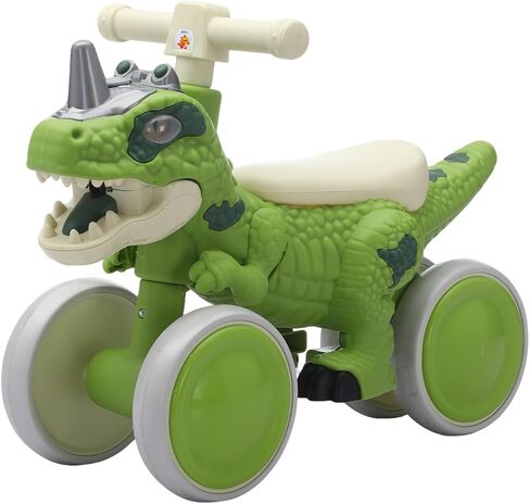 Dinosaur Balance Bike for 1-3 Year Olds, Toddler 4-Wheel No-Pedal Walker Scooter with Music & Mist Spray Effects, ASTM Certified First Birthday Gift for Boys & Girls in Saudi Arabia