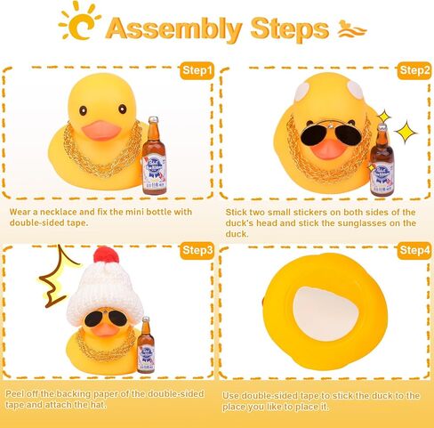 Car Dashboard Rubber Ducks Christmas Decorations, Cute Winter Rubber Ducky for Car Ornament with Knit Hat, Sunglasses, Necklace, 3in in Saudi Arabia