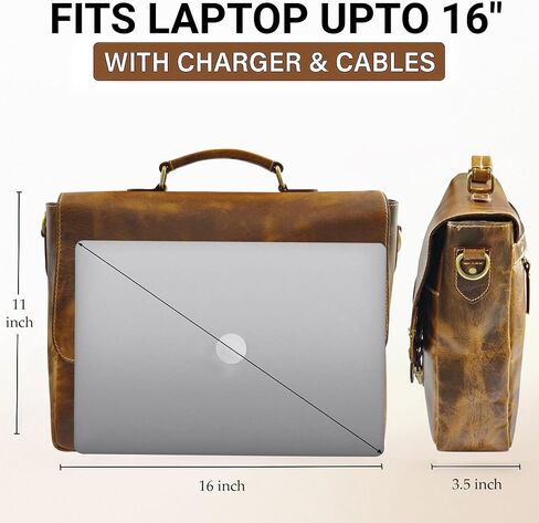 RUSTIC TOWN Leather Laptop Messenger Bag for Men - Full Grain Leather Briefcase Computer Satchel Office Crossbody Bag in Kuwait