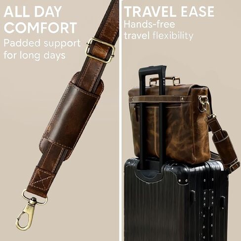 RUSTIC TOWN Leather Laptop Messenger Bag for Men - Full Grain Leather Briefcase Computer Satchel Office Crossbody Bag in Kuwait