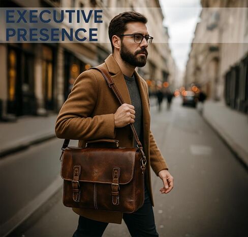 RUSTIC TOWN Leather Laptop Messenger Bag for Men - Full Grain Leather Briefcase Computer Satchel Office Crossbody Bag in Kuwait
