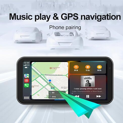شاشة 6.25 بوصة ملاحة GPS للدراجات النارية مع شاشة لمس عالية الدقة 1080 بكسل أمامية + كاميرا خلفية خلفية مع Carplay وAndroid Auto، IP67 مقاوم للماء بلوتوث استقبال الصوت واي فاي، نظام ملاحة للدراجات النارية in Kuwait