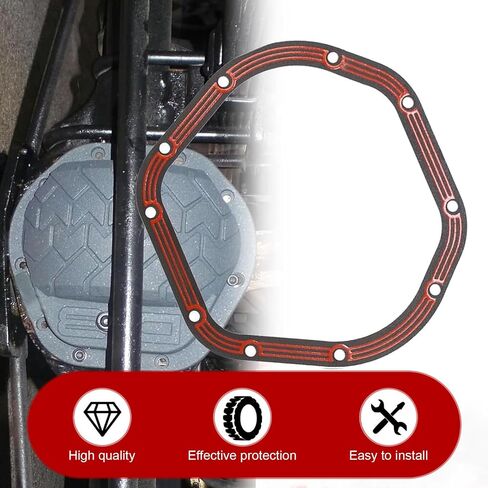 حشية الغطاء التفاضلي، LLR-D044 ختم مجموعة نقل الحركة للمحاور، ملحقات الحشية التفاضلية المطلية بالمطاط القابلة لإعادة الاستخدام، متوافقة مع محور FORD GMC Dana 60 50 70 (أحمر) in Saudi Arabia