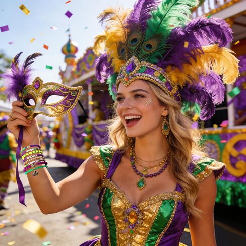 Holiday Beaded Heishi Bracelets Set for Women Girl Valentine Day Mardi Gras Bracelets Jewelry Set for Party Carnival Parade in Kuwait