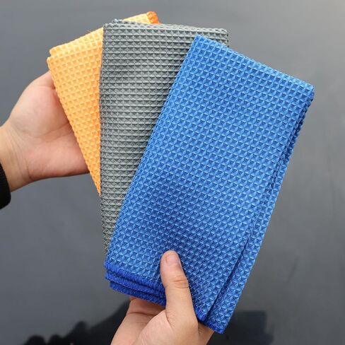 Microfiber Car Wash Towel Waffle Car Windshield Absorbent Wipe Towel Car Detailing Cleaning Tools,Gray in Saudi Arabia