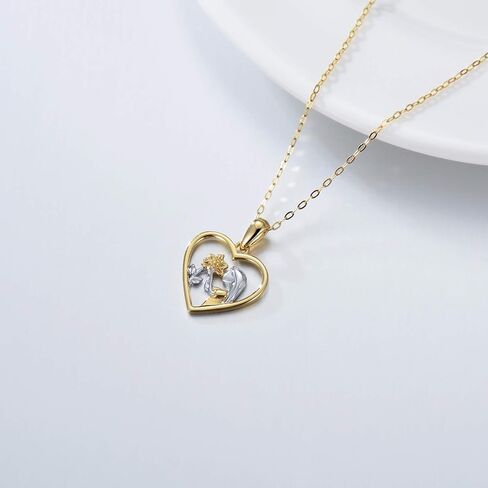 SISGEM 14K Real Gold Sunflower Heart Necklaces for Women,You Are My Sunshine Sunflower, My Girl Yellow Sunflower Pendant with Loving Heart Necklaces Jewelry Gift for Her, Gold Chain 18" in Saudi Arabia