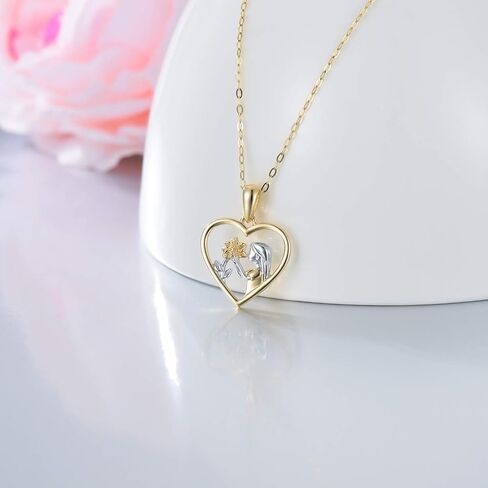 SISGEM 14K Real Gold Sunflower Heart Necklaces for Women,You Are My Sunshine Sunflower, My Girl Yellow Sunflower Pendant with Loving Heart Necklaces Jewelry Gift for Her, Gold Chain 18" in Saudi Arabia